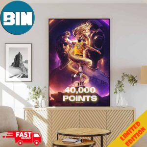 40000 Career Points For LeBron James Los Angeles Lakers NBA Poster Canvas