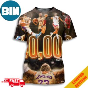 40000 Career Points For The King  LeBron James Los Angeles Lakers NBA 3D T-Shirt