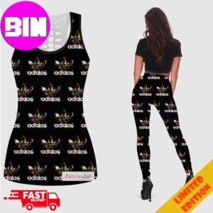 Adidas Logo Pattern For Women Fashion And Sport Combo 2 Tank Top And Leggings