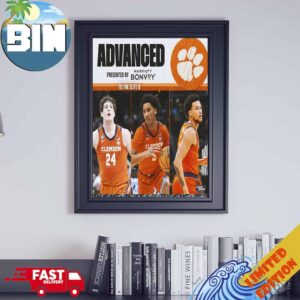 Clemson Tigers Men’s Basketball Advances To The Elite 8 NCAA March Madness Poster Canvas