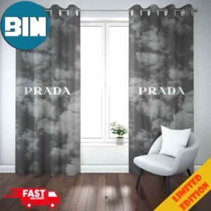 Cloud And Prada Logo Fashion And Style Home Decorations 2024 For Living Room And Bed Room Window Curtain