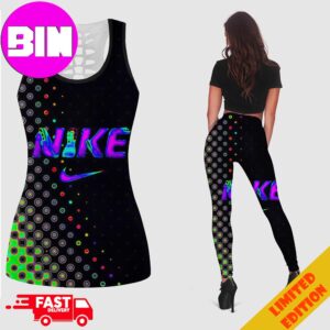 Colorful Pattern Nike Logo 2024 Gym Outfit For Women Combo 2 Tank Top And Leggings