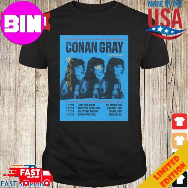 Conan Gray Found Heaven On Tour Australia 2024 Fan Unisex T-Shirt Hoodie Long Sleeve Sweater Fan Gifts