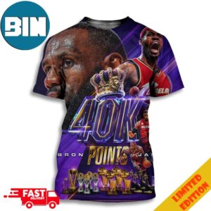 Congrats Lebron James King James Los Angeles Lakers Reaches 40k Points NBA Unisex 3D T-Shirt