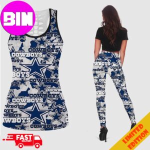 Dallas Cowboys Logo Pattern NFL Team  For Women Combo 2 Tank Top And Leggings