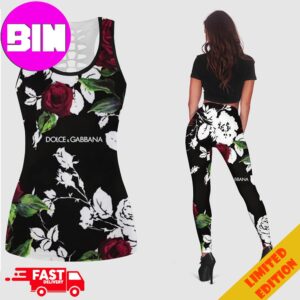 Dolce And Gabbana Fashion And Style For Women Flowers Style Combo 2 Tank Top And Leggings