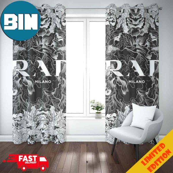 Flower Sketch Prada Logo Fashion And Style Home Decorations 2024 For Living Room Window Curtain