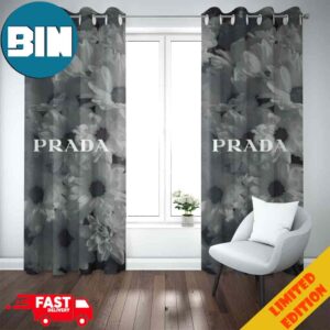 Flowers And Prada Logo Fashion And Style Home Decor 2024 Collections Window Curtain