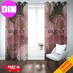 Gucci Window Curtain Luxury Flowers Water Background Home Decorations