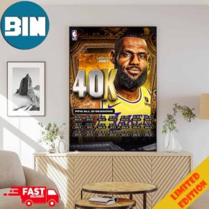 LeBron James Los Angeles Lakers NBA And The Journey To 40000 Points Poster Canvas