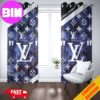 Louis Vuitton Window Curtain Blue Logo And Bear Pattern Luxury Home Decor For Living Room And Bedroom