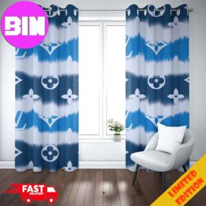 Louis Vuitton Window Curtain White And Blue Background Luxury Home Decor For Living Room And Bedroom