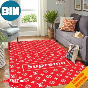 Luxurious Combination Between Louis Vuitton And Supreme For Living Room Home Decor Rug Carpet