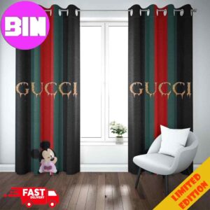 Mickey Mouse x Golden Gucci Logo Luxury Home Decorations Window Curtain