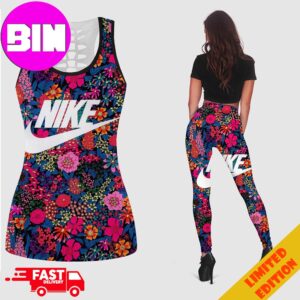 Nike x Flowers Logo Outfit For Women Gymer Tank Top And Leggings Combo