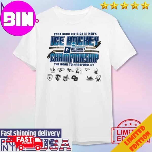 Official 2024 NCAA DIII Men’s Ice Hockey Championship 13 Team Player Unisex T-Shirt Hoodie Long Sleeve Sweater Fan Gifts