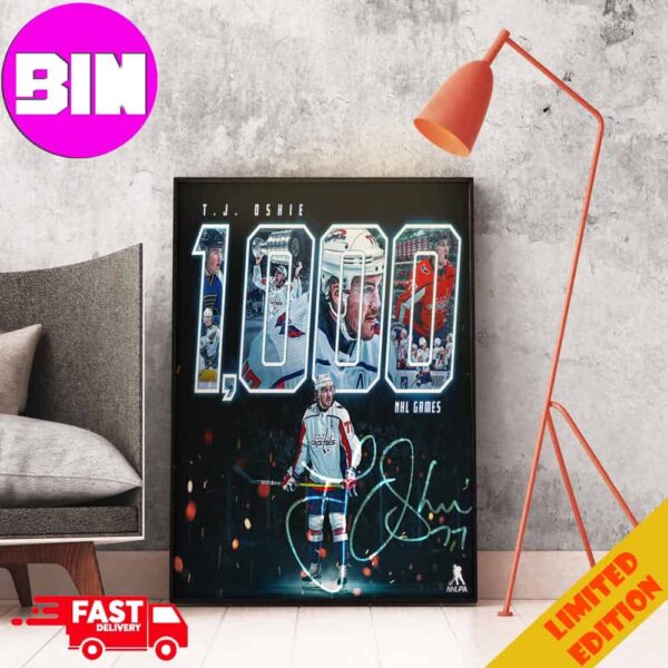 Official Honor T J Oshie 1k Games Washington Capitals TJ1k NHL Poster Canvas Home Decor