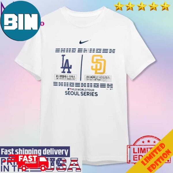 Official Los Angeles Dodgers vs San Diego Padres 2024 Mlb World Tour Seoul Series Nike Club Pullover Unisex T-Shirt Hoodie Long Sleeve Sweater Fan Gifts