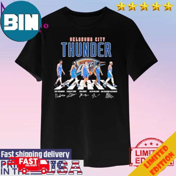 Official Oklahoma City Thunder Men’s Basketball Abbey Road Signatures Unisex T-Shirt Hoodie Long Sleeve Sweater Fan Gifts