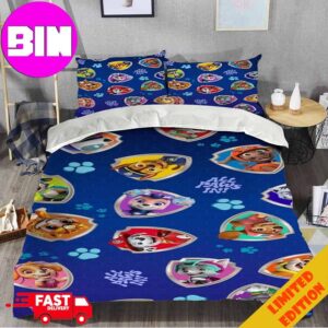 Paw Patrol Blue Background Pattern Home Decor Bedding Set Twin Twin Duvet Cover Pillow Cases