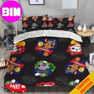 Paw Patrol Duvet Cover And Pillow Cases Background Black Home Decor Bedding Set Twin