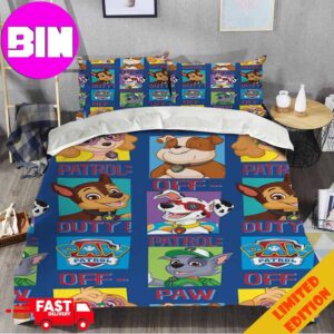 Paw Patrol Duvet Cover And Pillow Cases Background Blue Cute Pattern Home Decorations Bedding Set Twin