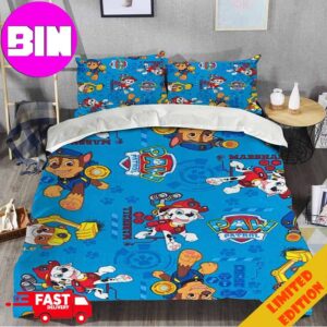 Paw Patrol Duvet Cover And Pillow Cases Background Blue Home Decorations For Kids Bedding Set Twin Twin