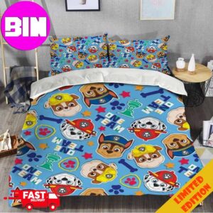 Paw Patrol Duvet Cover And Pillow Cases Blue Background Cute Pattern Home Decorations For Kids Bedding Set Twin Twin