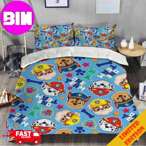 Paw Patrol Duvet Cover And Pillow Cases Blue Background Cute Pattern Home Decorations For Kids Bedding Set Twin Twin