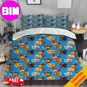 Paw Patrol Duvet Cover And Pillow Cases Blue Background Home Decor For Kids Bedding Set Twin
