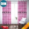 Prada Text Logo x Roses Background Fashion And Luxury Home Decor For Living Room Window Curtain
