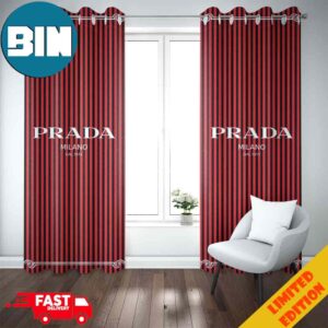 Red Fashion And Style Prada Logo Home Decorations Living Room Window Curtain