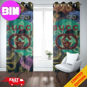 Skull And Snake Colorful Background Gucci Luxury Home Decorations Window Curtains