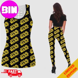 Star Wars Yellow Logo Pattern For Women 2024 Gym Outfit Combo 2 Tank Top And Leggings