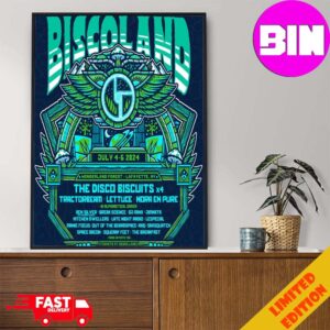 Biscoland July 4-6 2024 Wonderland Forest Lafayette NY The Disco Biscuits x4 Line Up Poster Canvas