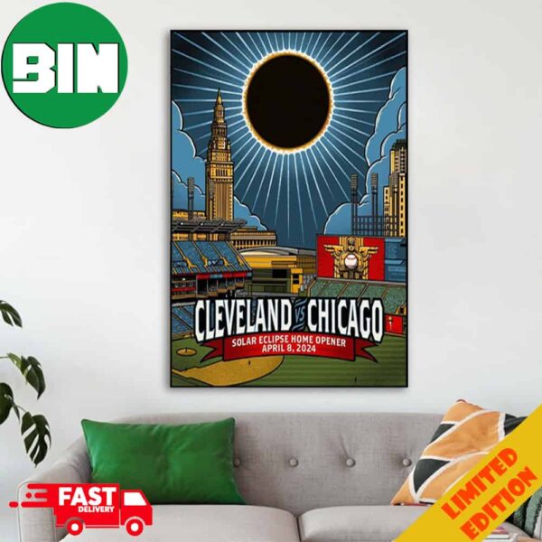 Cleveland Chicago Solar Eclipse Home Opener April 8 2024 At Professional Baseball Stadium Path Of Totality 2024 Total Eclipse Of The Heart Poster Canvas