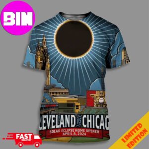 Cleveland Chicago Solar Eclipse Home Opener On April 8 2024 At Professional Baseball Stadium Path Of Totality 2024 Total Eclipse Of The Heart All Over Print T-Shirt