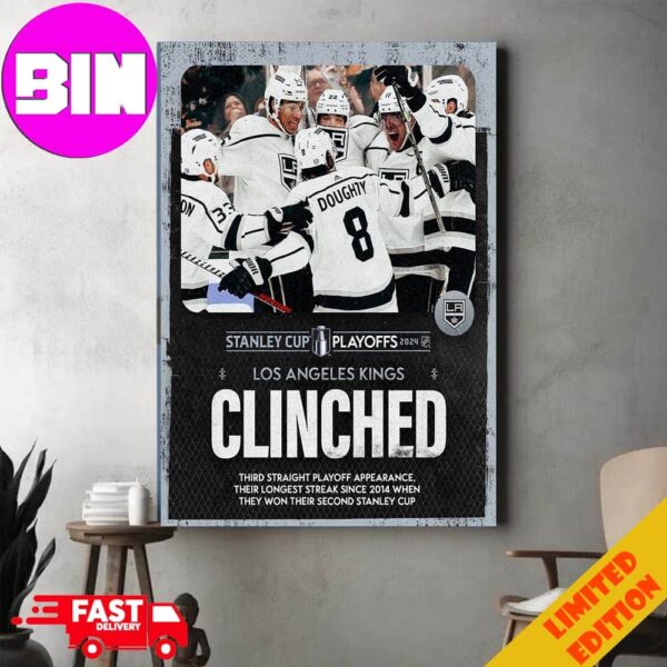 Congrats Los Angeles Kings Clinched NHL Stanley Cup Playoffs 2024 Home Decor Poster Canvas