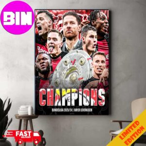Congratulations Bayer Leverkusen Official Is A Champion Bundesliga Home Decor Poster Canvas