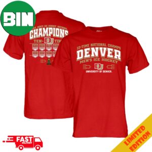 Denver Pioneers 10-Time NCAA Men’s Ice Hockey National Champions Banner T-Shirt