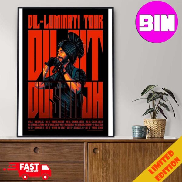 Dil-Luminati Tour 2024 North American Tour At Vancouver Schedule Lists Home Decor Poster Canvas