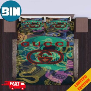 Holographic Colorful Gucci Logo Fashion And Style Home Decor Bedding Set