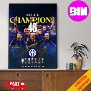 Inter Milan Now Have One More Serie A Title Congratulations Serie A With 46 Trophies And Title Poster Canvas Home Decor