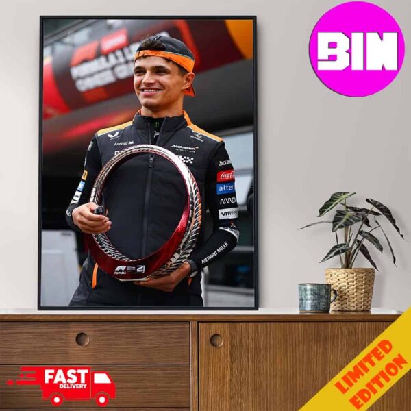 Lando Norris With Champion Cup 2024 Chinese Grand Prix Fia Formula 1 World Championship Home Decor Poster Canvas