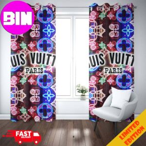 Louis Vuitton Paris Luxury Fashion And Style Neon Pattern Home Decor Window Curtain