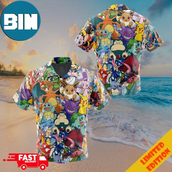 Magical Creatures Pokemon Button Up Hawaiian Shirt