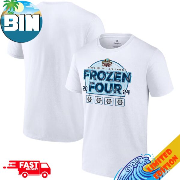 Men’s Fanatics Branded White 2024 NCAA Men’s Ice Hockey Frozen Four Blind Pass Unisex T-Shirt
