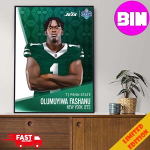 NFL Draft 2024 T Penn State Olumuyiwa Fahanu Blocking For The New York Jets Home Decor Poster Canvas
