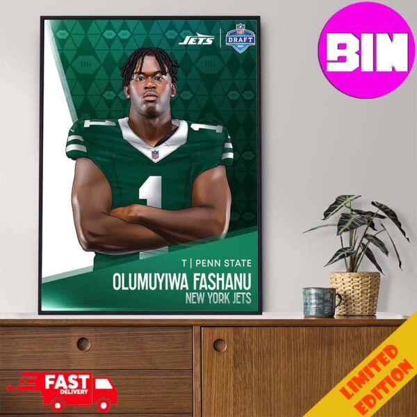 NFL Draft 2024 T Penn State Olumuyiwa Fahanu Blocking For The New York Jets Home Decor Poster Canvas