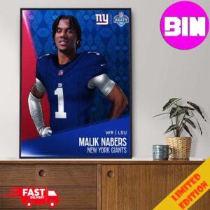 NFL Draft 2024 WR LSU Malik Nabers New York Giants Home Decor Poster Canvas